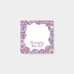 Cute Purple Floral Border Pastel Boho Custom Daisy Post-it Notes