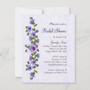 Cute Purple Floral Bridal Shower Invite