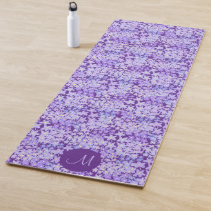 Cute Purple Floral Custom Monogram Colorful Yoga Mat