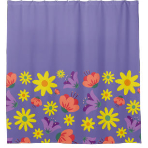 Cute Purple Floral Shower Curtain