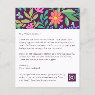 Cute Purple Floral Thank You For Your Order Flyer