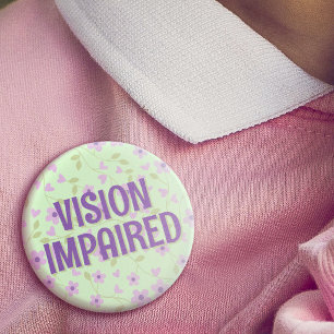 Cute Purple Floral Vision Impaired 3 Cm Round Badge