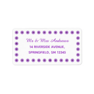 Cute Purple Flower Frame Custom Label