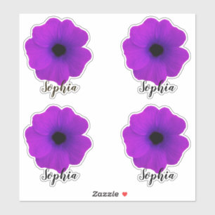 Cute Purple Flower Modern Script Name