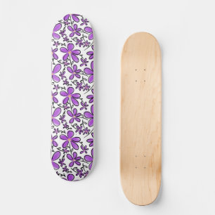Cute purple flower pattern skateboard