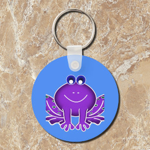 cute purple frog key ring