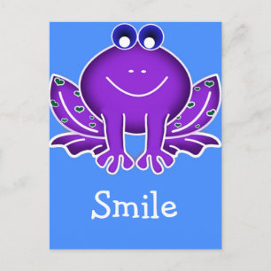cute purple frog-  smile postcard