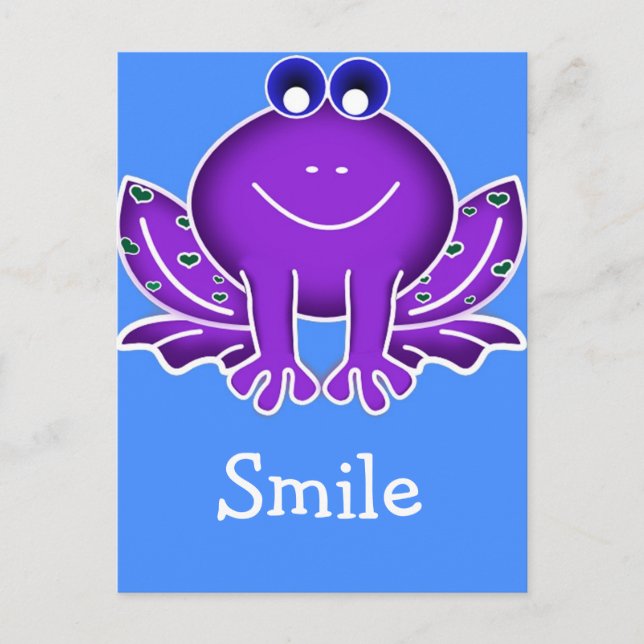 cute purple frog-  smile postcard (Front)