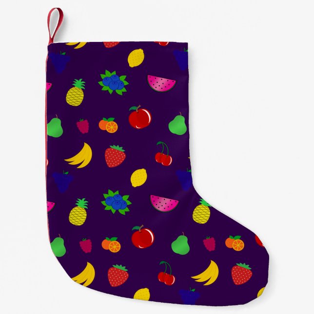 Cute purple fruits pattern small christmas stocking (Front)