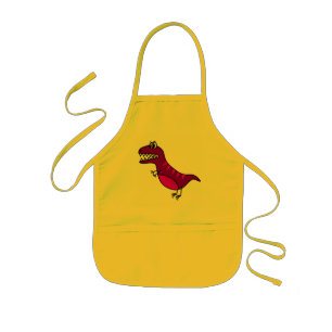 Cute purple funny, angry  dinosaur kid's apron