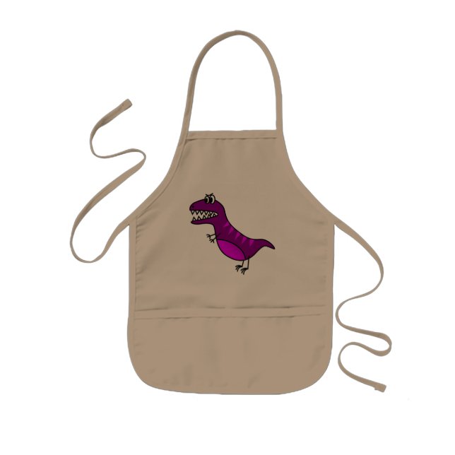 Cute purple funny, angry dinosaur kid's apron (Front)