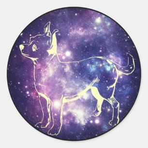 Cute Purple Galaxy Chihuahua Space Star Dog Classic Round Sticker