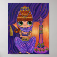 Cute Purple Genie Girl Doll Magic Bottle Big Eyes