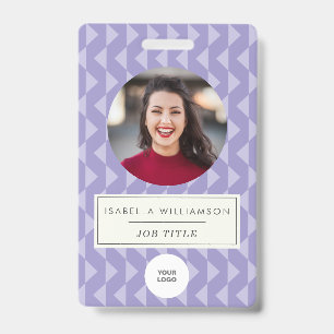 Cute Purple Geometric Employee Photo ID Corporate Badge