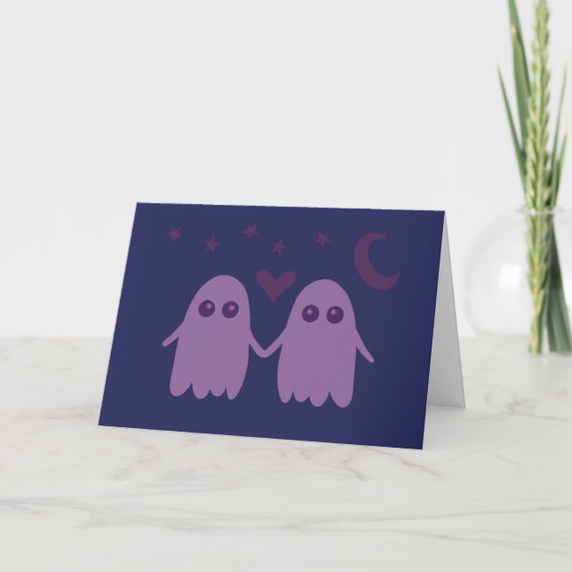 Cute Purple Ghost Card (Front)