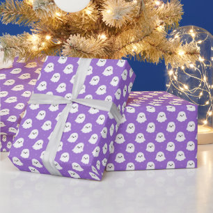 Cute Purple Ghost Pattern – Halloween Design Wrapping Paper