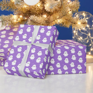 Cute Purple Ghost Pattern – Halloween Design Wrapping Paper