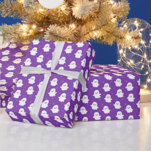 Cute Purple Ghost Pattern – Halloween Design Wrapping Paper
