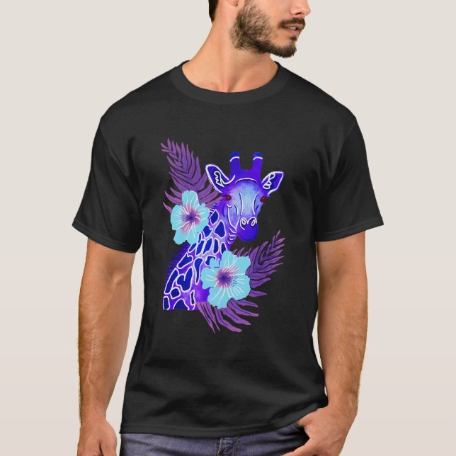 Cute Purple Giraffe Jungle Safari African Animal T-Shirt (Front)