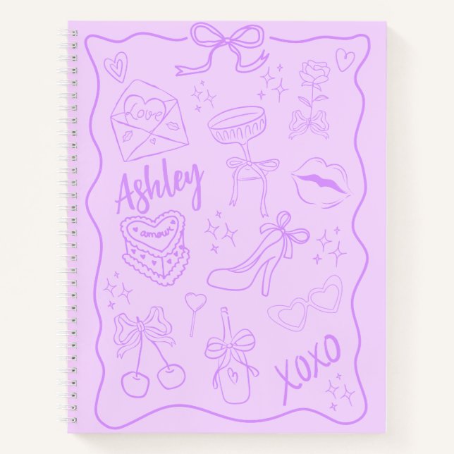 Cute Purple Girly Trendy Notebook (Front)