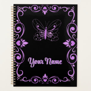 Cute Purple Glowing Butterfly Ornate Frame Planner