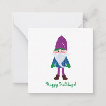 Cute Purple Gnome Happy Holidays Mini Christmas