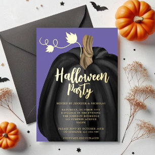 Cute Purple Gold Pumpkin Halloween Party Foil
