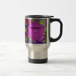 Cute Purple Green Bali Ethnic Batik Personalised  Travel Mug