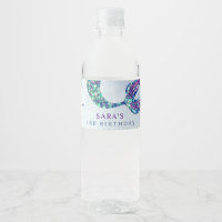 Cute Purple Green Modern Glitter Mermaid Birthday