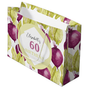 Cute Purple GreenBeets Watercolor Art Large Gift Bag