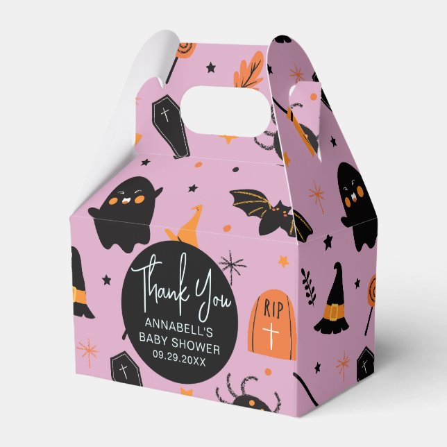 Cute Purple Halloween Baby Shower Favour Box (Front Side)