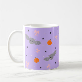 Cute Purple Halloween Bat Pattern Mug