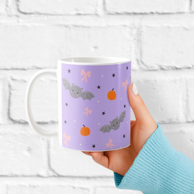 Cute Purple Halloween Bat Pattern Mug (Creator Uploaded)