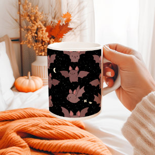 Cute Purple Halloween Bats in the Night Sky Coffee Mug