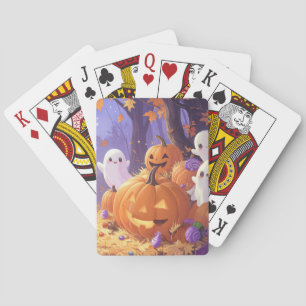 Cute Purple Halloween Boo Playing Cards
