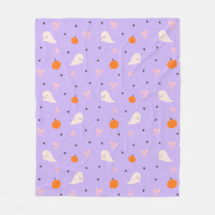 Cute Purple Halloween Ghost Pattern Blanket