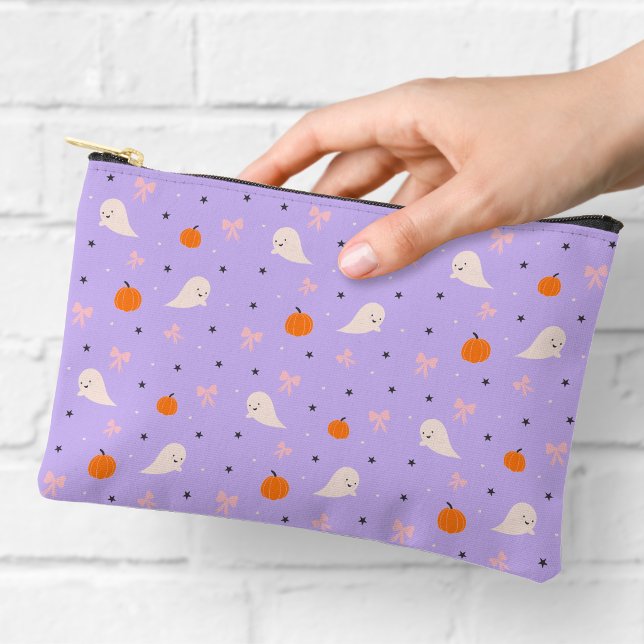 Cute Purple Halloween Ghost Pattern Zipper Pouch (Creator Uploaded)