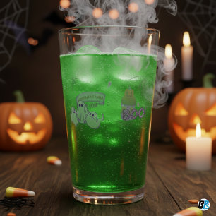 Cute Purple Halloween Ghost & Pumpkin Glass