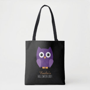 Cute Purple Halloween Owl Kids Tote Bag