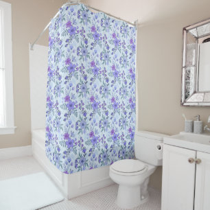 Cute Purple Hand Drawn Florals Shower Curtain