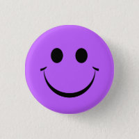 Cute Purple Happy Face Birthday Button