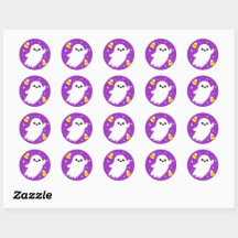 Cute Purple Happy Halloween Ghost Stickers 