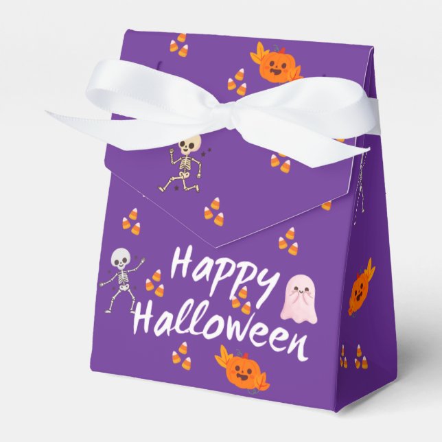 Cute Purple Happy Halloween Pattern Favour Box 2 (Front Side)