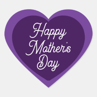  Cute Purple Happy Mother's Day Heart Sticker