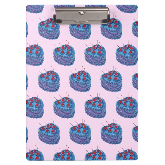 Cute Purple Heart Cake Pattern Clipboard (Front)