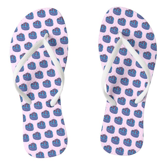 Cute Purple Heart Cake Pattern Flip Flops (Footbed)