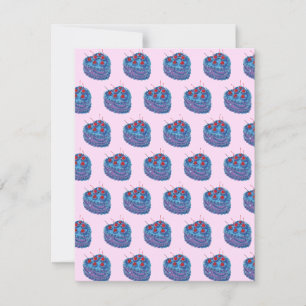 Cute Purple Heart Cake Pattern Holiday Card