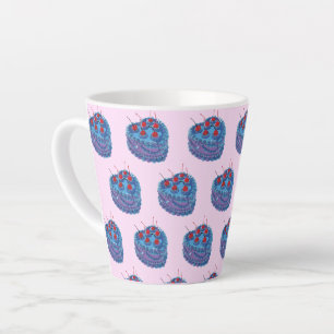 Cute Purple Heart Cake Pattern Latte Mug