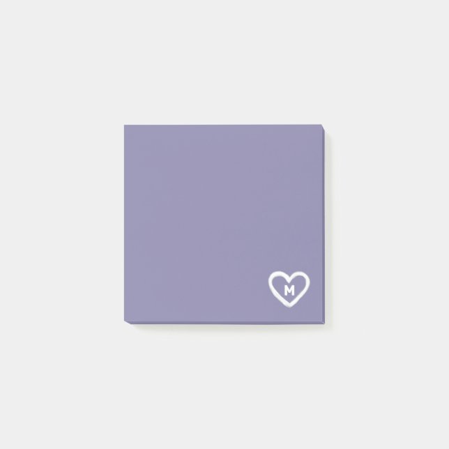Cute Purple Heart Monogram Initial Post-it Notes (Front)