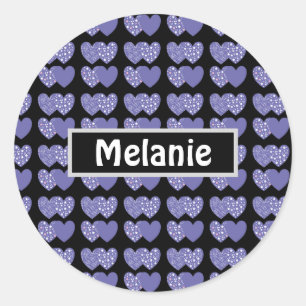Cute Purple Hearts Classic Round Sticker